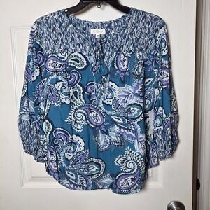 Westbound sz M petite paisley tunic rayon top NWT tassels boho feminine peasant